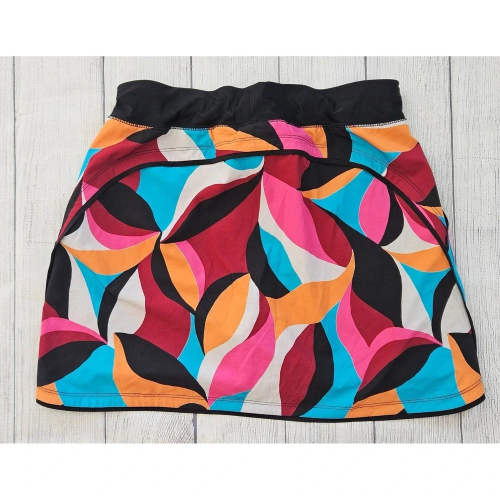 Lands End Swim Skort Womens 12 Multicolor Abstract Print‎ Beach Summer